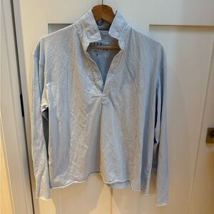 Frank & Eileen NWOT Jersey Patrick popover henley light blue med